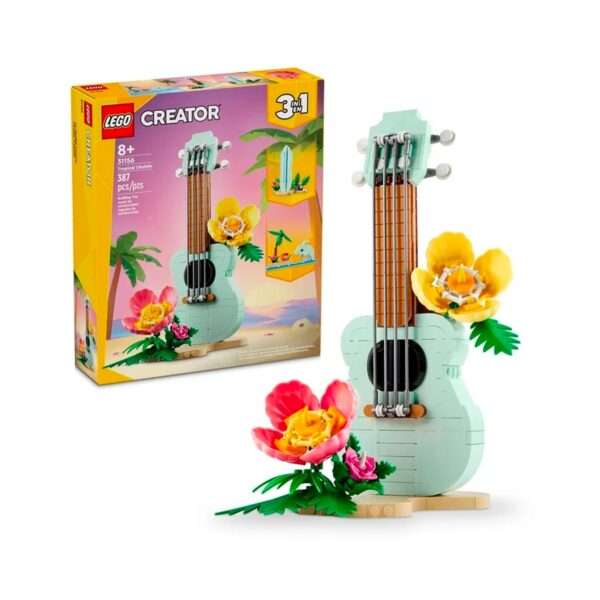 LEGO Creator 3 in 1 Tropical Ukulele Instrument Toy, Transforms from Ukulele to Surfboard Toy to Dolphin Toy